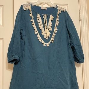 Altar'd State Teal Tassel Dress